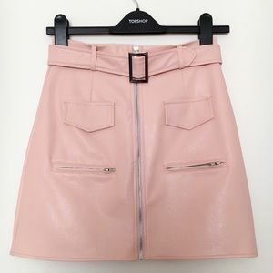 Missguided Nude Pink Faux Leather Skirt (US 4)